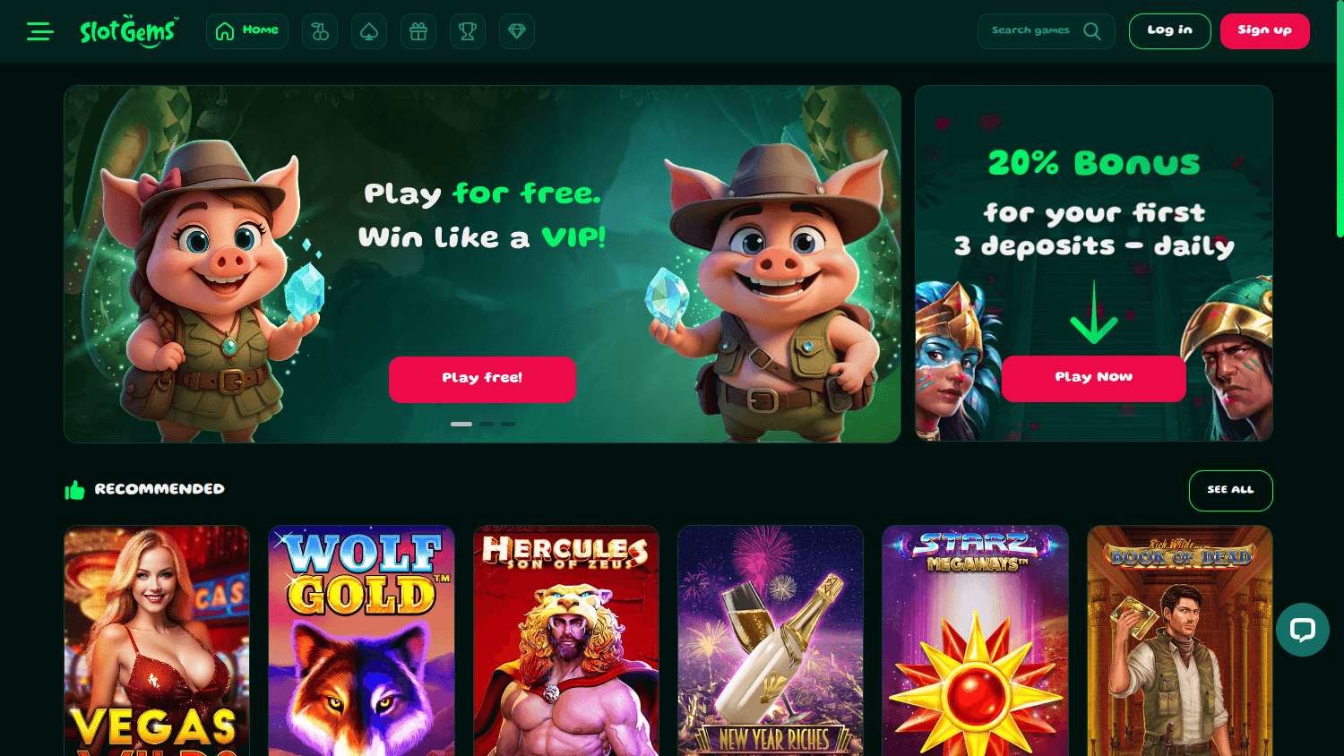 SlotGems Casino Desktop screenshot